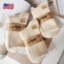 2 Pairs Mens 100% Merino Wool Cashmere Crew Socks Dress Calf Solid Warm Gift 5-9