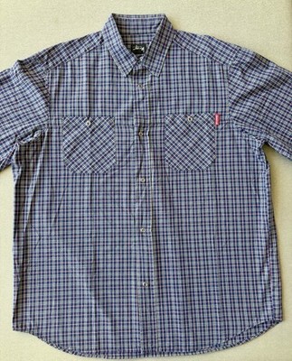 Vintage Stussy Western Heritage Plaid Snap Button Up Shirt Men LARGE USA RARE