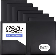Plastic Folders with Pockets 6 Pack . Heavy Duty Plastic Folders with 2 Pocket