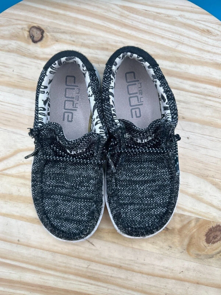 Mocasines patinadores Hey Dude Wally Sox niños pequeños talla 7M azul marino/blanco con cordones Hey Foto 4 de 4