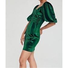 Krisa NWT Wrap Front Sweetheart Mini Velvet Green Sz Med Made in USA St Paddys
