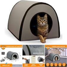 Thermo Mod Outdoor Cat House Insulated Waterproof Small Gray 21x14x13in