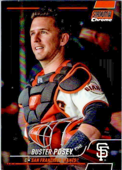 2021 Topps Stadium Club Chrome #68 Buster Posey /99 Orange Refractor Giants Card