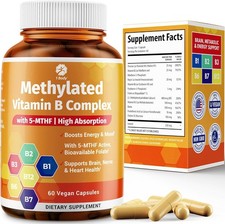 Lot of 2 Methylated Vitamin B Complex, Energy, Brain, Metabolism Support- 120 ct
