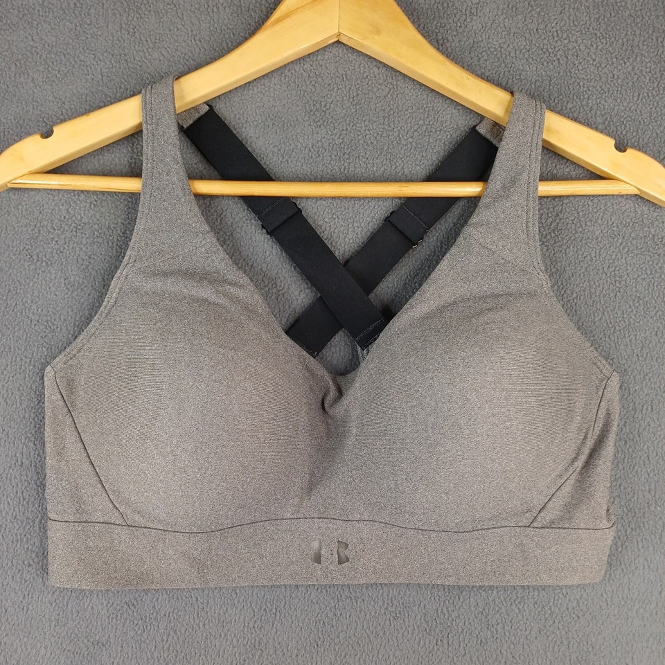 Under Armour Sports Bra Crop Top L Grey Cross Back Padded Support Adjustable
