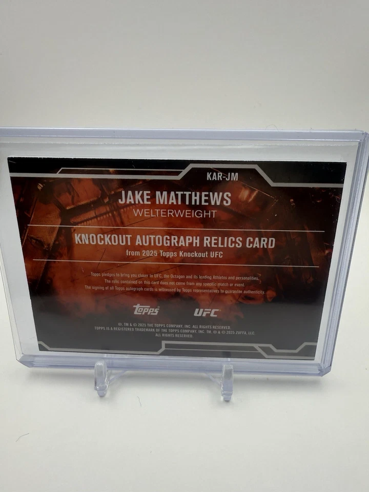  2025 Topps Knockout UFC - Jake Matthews - Knockout Autograph Relic - /199 - Image 2 of 3