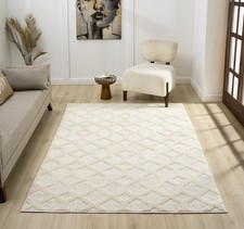 Soft Cream Rug Jute Backing High Traffic Area Rug Durable Indoor Floor Carpet