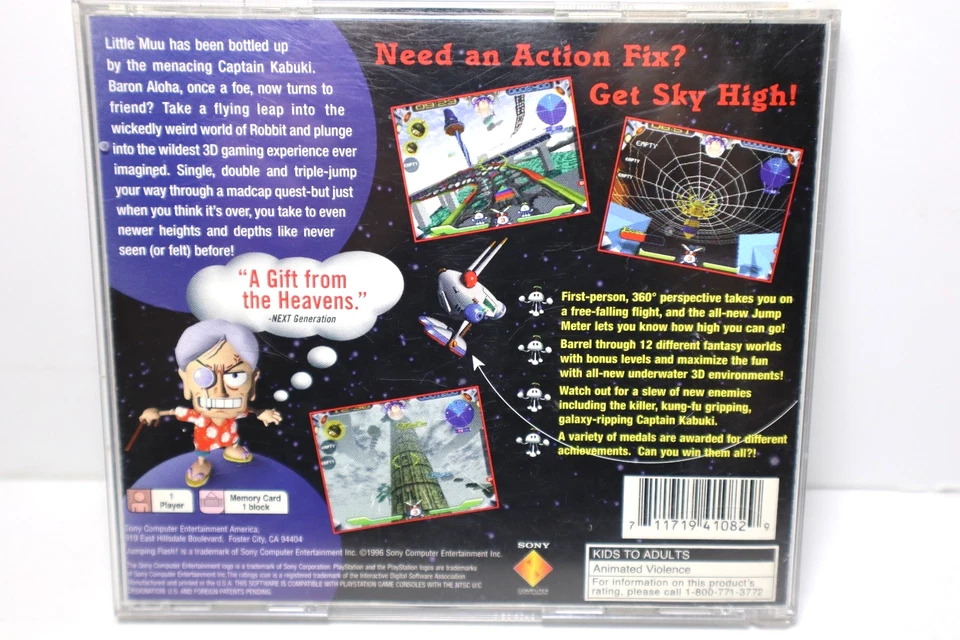 PS1 Playstation 1 Jumping Flash 2 Black Label CIB EXC Rare Game - Image 2 of 4