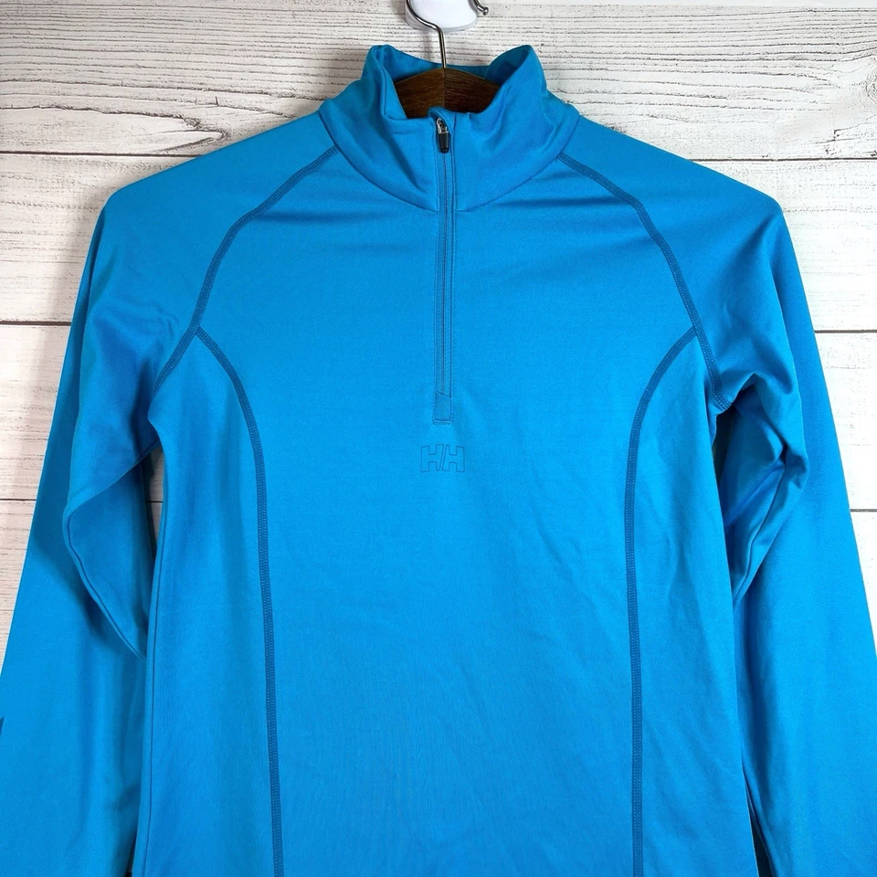 Sudadera deportiva Helly Hansen azul manga larga cuarto cremallera para mujer talla M Foto 3 de 4