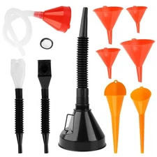 10 Pcs Automotive Funnels Set, Plastic Long Neck Oil Funnels, Universal Wide ...