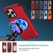 For iPhone 16 Pro Max 15 Plus 14 13 Mag Safe Magnetic Case Shockproof Ring Stand