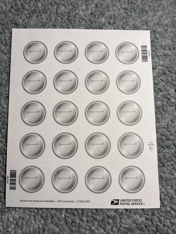 United States Pinback Button Full Sheet Of 20 P111 2023 Forever Stamps - Image 2 of 2