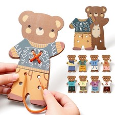 Wood Lacing Threading Toy Dress up Clothes for Children Preschool Supplies