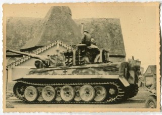 GERMAN WWII ARCHIVE PHOTO: WEHRMACHT PANZER VI TIGER TANK IN A VILLAGE