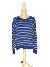 Cabi Popular Pullover 6165 Blue Stripe Size M