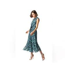 Zimmermann Moncur Frill Maxi Dress Blue Floral Ruffle Size 2