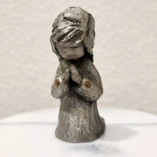 Vintage Walli Ortman HUDSON PEWTER Praying Girl Figurine Rare 3.5"