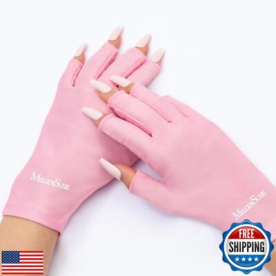 MelodySusie Premium UV Protection Gloves for Manicures, Cool Feeling Fabric,P