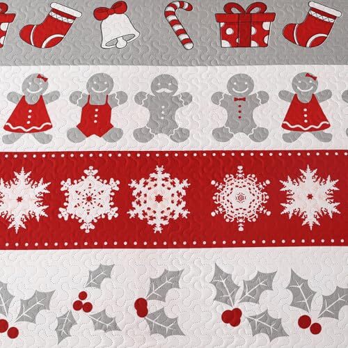 Christmas Bedding Set Size Lightweight Breathable Quilts Bedspread Twin White - Picture 4 of 6