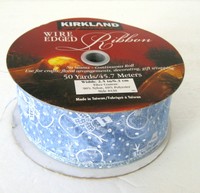 Kirkland 2.5 Wire-edged Ribbon Spool White Snowmen Sheer Blue Christmas 40+ Yds Kirkland 2.5 Wire-edged Ribbon Spool White Snowmen Sheer Blue Christmas 40+ Yds