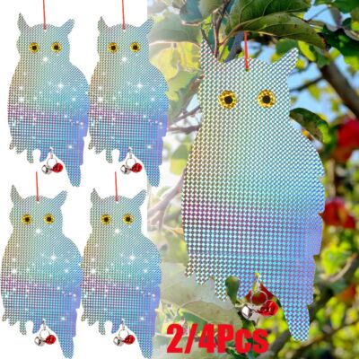 2/4pcs Bird Scare Repellent Reflective Yard Garden Hanging Device Fake Owl Decor