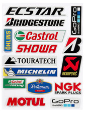MOTO SPONSOR Racing Motorcycle Stikers Set Laminated Decals Helmet Akrapovic