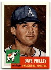 1991 TOPPS ARCHIVES 1953 DAVE PHILLEY PHILADELPHIA ATHLETICS #64