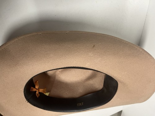 Vintage Colt Hat 100% WOOL Western Cowboy Beige Tan Hat Small WPL 5923 - Picture 7 of 10