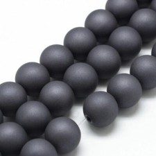 50 Beads 8mm Dark Gray Matte Frosted Rubberized Round Beads Hole Size: 1.5mm