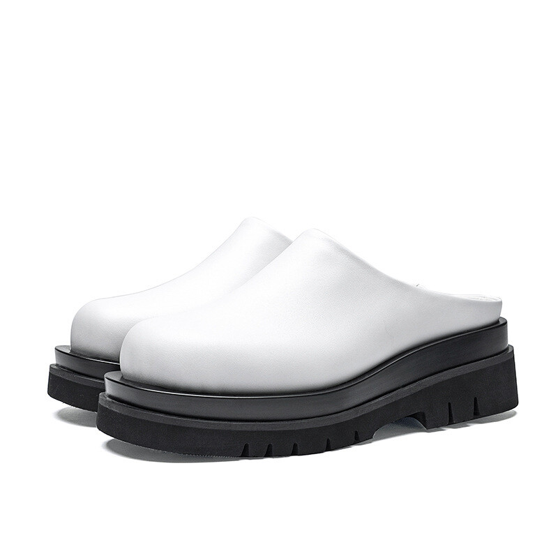 SAOLA Pantofole da uomo suola spessa punta chiusa tacco 6 cm pelle scarpe slip on