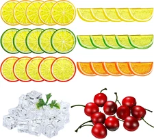 90Pcs Artificial Plant Fruit Decor Set, Including 30 Simulation Lemon Slices, 50