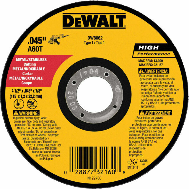 DEWALT DW8062 4.5 inch Metal Cutting 