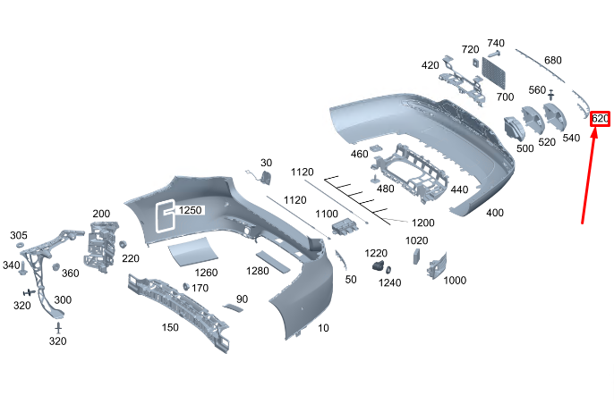 Neu MERCEDES-BENZ EQS V297 Zierleiste für Stoßstange hinten rechts A2978858000
