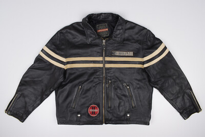 Chevignon Motorcycle Black Leather Jacket, Size XXL | eBay