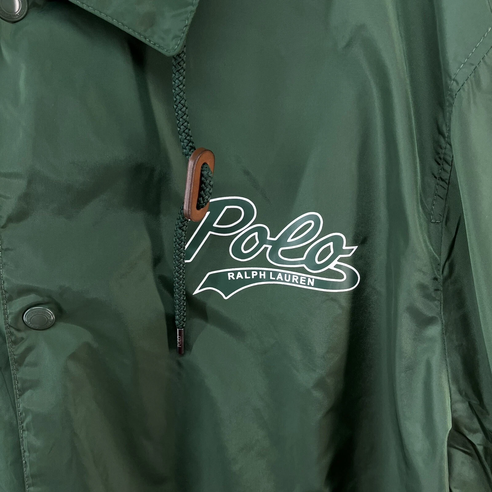 Giacca a vento Polo Ralph Lauren con cappuccio foderata in pile Coach verde uomo grande