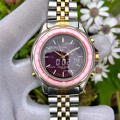 Vintage Seiko Alba Field Gear Sunburst Ana/Digi Japan Men Quartz