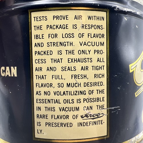 RARE Antique Vintage Coffee Tin Can ARCO Vacuum Everlasting Fresh Copyright 1921 - Picture 5 of 23