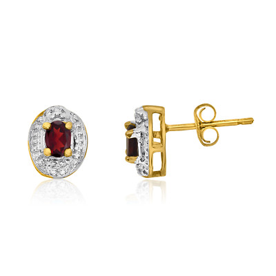 14 Karat Gelbgold Granat Ohrringe mit Diamanten