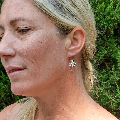 Sterling Silber Blüte Blume Ohrhänger