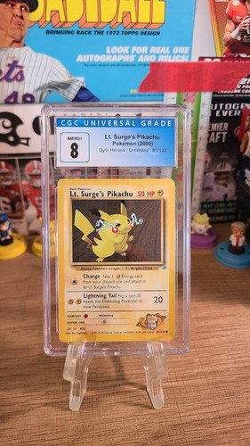 Lt. Surge's Pikachu (Unlimited) graded CGC 8 for sale on eBay
