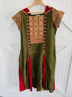 kalanjali cotton dresses Kalanjali 3 Piece Green/Gold AnarKali Dress Indian/Pakistani-Small Size  Casual