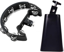 Tambourine and Cowbell Kit Drum Set Tambourine with Mounting Eye Bolt Mountable