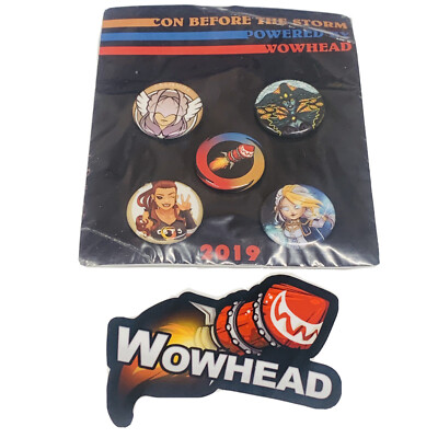 RARE Wowhead Party Button Badge Set 2019 Blizzcon Warcraft Blizzard + Sticker
