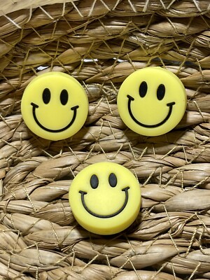 Silicone Focal Beads DIY Beadable Pens Yellow Smiley Pieces