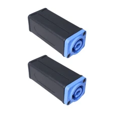 Pair of 2x Pro X PowerKon Cable Coupler Adapter BLUE Power In to GRAY Power Out