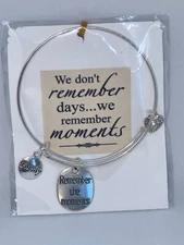 New Remember The Moments Charm Bracelet Silver Tone Handmade Expandable