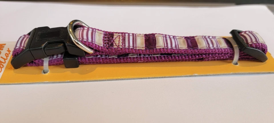 Lotof 2)Medium Dog Collar 10"-16" Neck 5/8" Width Reflective Purple Heart - Image 4 of 4