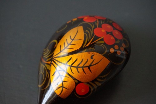 Russian Khokhloma Hohloma Wooden Spoons Lot of 2 Lacquer Hand Painted - Picture 5 of 17