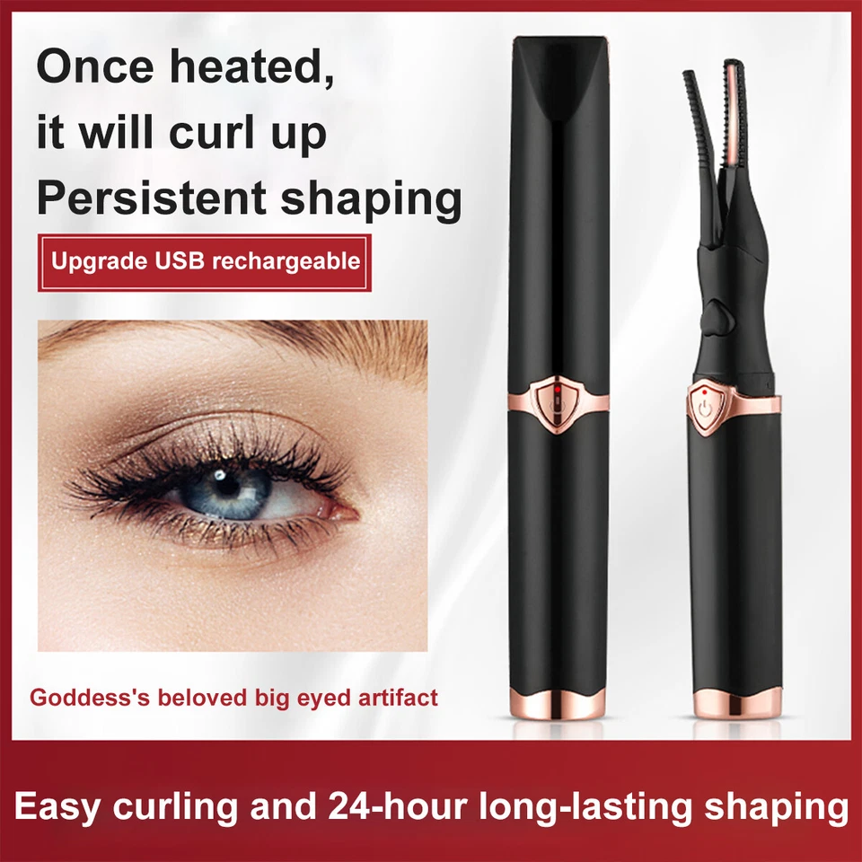 Rizador de pestañas eléctrico con calefacción USB recargable maquillaje herramienta de rizado de larga duración Foto 4 de 4