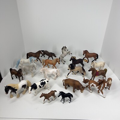 Schleich Horse Animal Figure Lot of 20 Farm Pony Unicorn Bull Toy Figurines